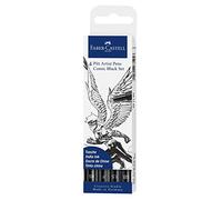 Faber-Castell Feutres Pitt Artist Pen Noir Comic – Étui de 4 feutres