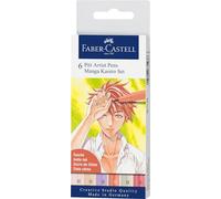 FABER-CASTELL - Stylos à encre Pitt Artist Pen Kaoiro Manga, 6 couleurs | Encre de dessin résistante à l'eau et à la lumière pour le manga et la conception de personnages