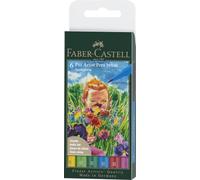 FABER-CASTELL - Stylos à encre Pitt Artist Pen Springtime, 6 couleurs | Encre de dessin résistante à l'eau et à la lumière, stylos-pinceaux pour des illustrations printanières