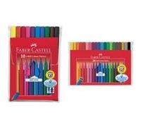 FABER-CASTELL - Stylos feutres GRIP COLOUR MARKER, étui de 10 Zone Grip à nopes pour une saisie sûre, lavable de la plupart des textiles, encre à base d'eau avec G