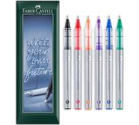 Faber-Castell stylos roller à encre gratuite - Pointe de 0,7 mm - Enveloppe cadeau - Papeterie pour bureau, travail, maison, etc. (Essentiel, Lot de 6)