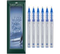 Faber-Castell stylos roller à encre gratuite - Pointe de 0,7 mm - Enveloppe cadeau - Papeterie pour bureau, travail, maison, etc. (Bleu, Lot de 6)