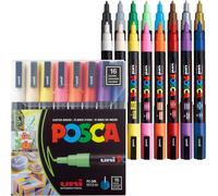 Faber-Castell Uni-Ball 186516 - Marqueur À Pointe Ogive Fine, Jeu De 16, Couleurs Primaires[X477]