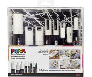 Faber-Castell uni-ball 186803 - Jeu de pointes pour marqueur POSCA, blanc, jeu de 8 pointes avec toutes les variantes de pointes