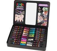 Faber-Castell Uni-Ball 186829 - Marker Set, Étui De 20 Pièces, Instructions Pour 3 Projets Diy Incluses