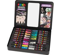 Faber-Castell uni-ball 186829 - POSCA Marker Set, étui de 20 pièces, instructions pour 3 projets DIY incluses