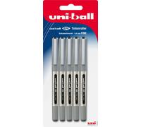Faber-Castell 148297 Lot de 5 stylos rollers Uni-Ball Eye UB-157, largeur de trait 0,4 mm Noir