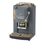 FABER COFFEE MACHINES | Deluxe 3.0 | Machine à café ESE 44 mm avec valve magnétique, porte-dosette amovible, bidon en verre de 1 l et presse à dosette en laiton réglable (Gray Daytona, laiton)