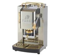 FABER COFFEE MACHINES Machine à café Deluxe 3.0 ESE 44 mm avec valve magnétique, porte-dosette amovible, bidon en verre de 1 l et presse à dosettes en laiton (acier inoxydable brillant, laiton)