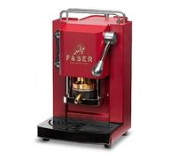FABER COFFEE MACHINES | Modèle Pro Mini Deluxe | Machine à café à dosettes ese 44mm | Finition Chrome | Pressacialda en laiton (Cherry Red)