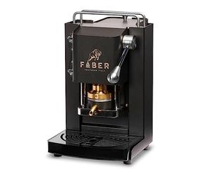 FABER COFFEE MACHINES | Modèle Pro Mini Deluxe | Machine à café à dosettes ese 44mm | Finition Chrome | Pressacialda en laiton (Mat Black)