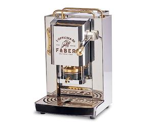 FABER COFFEE MACHINES | Modèle Pro Total Inox Deluxe | Machine à café à dosettes ese 44mm | Pressacialda en laiton réglable | électrovanne de série (laiton)