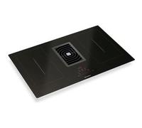 Faber GALILEO SMART BK GLASS A830 - 340.0577.694 Table de cuisson avec hotte aspirante intégrée Encastrable | Classe énergétique A | Surface en verre noir, 4 zones, hotte intégrée, débit 700 m³/h