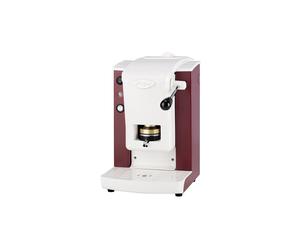 Faber Slot Plast Basic - Machine à café avec presse dosette en laiton - Structure en métal bordeaux et façade en polycarbonate blanc