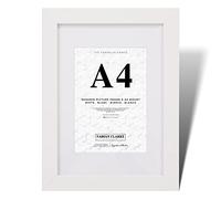 Fabian Clarke London® Cadre photo A4 moderne en bois blanc pour certificat ou affiche avec passe-partout blanc A5 à accrocher en portrait ou paysage