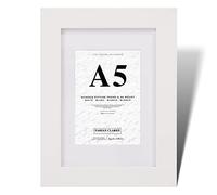 Fabian Clarke London® Cadre photo A5 moderne en bois blanc avec passe-partout blanc A6 et façade en verre à suspendre en orientation portrait ou paysage