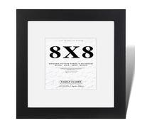 Fabian Clarke London® Cadre photo moderne carré noir 20,3 x 20,3 cm avec passe-partout blanc de 12,7 x 12,7 cm avec façade en verre accroché au mur ou à poser