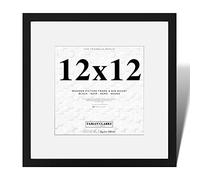 Fabian Clarke London® Cadre photo moderne carré noir 30,5 x 30,5 cm avec contour blanc moulé en bois 20,3 x 20,3 cm