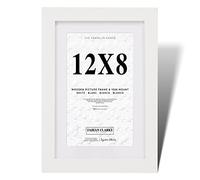 Fabian Clarke London® Cadre photo moderne en bois blanc 30,5 x 20,3 cm avec passe-partout blanc de 25,4 x 15,2 cm à accrocher en orientation portrait ou