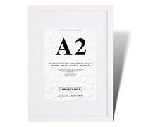 Fabian Clarke London® Cadre photo moderne en bois blanc A2 avec passe-partout blanc A3 à accrocher en portrait ou paysage
