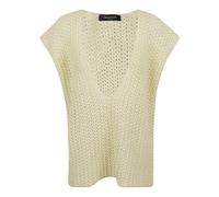 Fabiana Filippi, Femme, Pulls, Beige, Taille: 36 FR Gilet en maille ajourée en coton brillant à col V profond