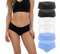 Fabio Farini Culotte Bikini Pantys pour Femme Pack 4 & 6 Plusieurs Couleurs et Tailles, 95% Coton Respirant 6er Pack sans Dentelle 2X Blanc/ 2X Noir/ 2X Bleu-Clair M
