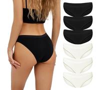 Fabio Farini Culotte Bikini Pantys pour Femme Pack 4 & 6 Plusieurs Couleurs et Tailles, 95% Coton Respirant 3X Noir/3x Crème L