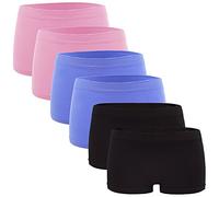 Fabio Farini - Culotte pour Dames, Lot de 6 Boxers Hipsters sans Couture en Tissu Microfibre Doux 2 Bleu Clair 2 Noir 2 Rose S-M