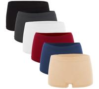 Fabio Farini - Culotte pour Dames, Lot de 6 Boxers Hipsters sans Couture en Tissu Microfibre Doux Multicolore XS