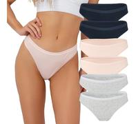 Fabio Farini Ensemble de 6 Strings en Coton pour Femmes - Culottes Tanga Femme en Taille S-XL 2X Bleu foncé/2x Gris/2x Rose M