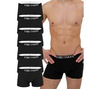 Fabio Farini - Lot de 6 Boxers pour Hommes sous-vêtements Fitted caleçon Taille S - XXL en Coton avec Ceinture Confortable sans étiquette irritante 6X Noir S