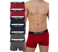 Fabio Farini - Lot de 6 Boxers pour Hommes sous-vêtements Fitted caleçon Taille S - XXL en Coton avec Ceinture Confortable sans étiquette irritante Colormix - 2 Marine, 2 Rouge, 2 Gris S