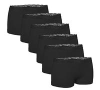 Fabio Farini - Lot de Six Culottes sans Couture pour Femmes, Shorty avec de Dentelle en Microfibre 6X Noir S
