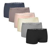 Fabio Farini - Lot de Six Culottes sans Couture pour Femmes, Shorty avec de Dentelle en Microfibre Multicolore S