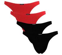 Fabio Farini - Pack de 4 Strings Masculins en Rouge, Noir, Bleu ou Blanc 2X Rouge, 2X Noir XXL