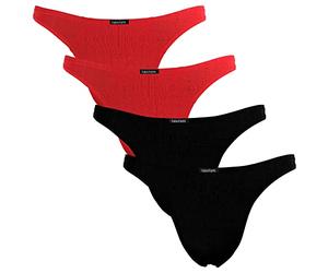Fabio Farini - Pack de 4 Strings Masculins en Rouge, Noir, Bleu ou Blanc 2X Rouge, 2X Noir XXL