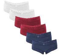 Fabio Farini Shorty Boxer de en Pack de 6. avec détails de Dentelle séduisants Blanc/Bleu/Rouge 40-42