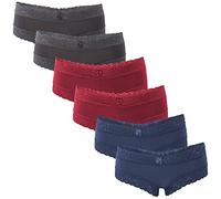 Fabio Farini Shorty Boxer de en Pack de 6. avec détails de Dentelle séduisants,Rouge Bleu Gris,42-44 (taille fabricant 40-42)