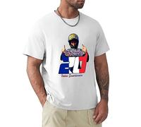 Fabio Quartararo Racing Comfortable Creative Graphic T Shirt Motorcycle Rider Casual Sport Tee Shirt Graphic Men's Basic Short Sleeve Cotton Casual T-Shirt White XL