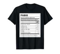 Fabio T-Shirt Personnel avec Tableau des valeurs nutritionnelles Alcool bière T-Shirt