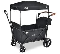 FableKids Chariot à roulettes Leo X2 Lite avec toit | Chariot de transport pliable |jusqu'à 20 kg par siège| Oxford 600D| Onyx noir
