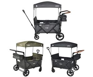 FableKids Chariot à roulettes Leo X4Lite avec Toit | Chariot de Transport Pliable | Peut Supporter jusqu'à 20 kg par siège | Harnais 5 Points | Roues 360° | Frein à Pied | Gris fossile