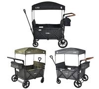 FableKids Chariot à roulettes Leo X4Lite avec Toit | Chariot de Transport Pliable | supporte jusqu'à 20 kg par siège | Harnais 5 Points | Roues 360° | Frein à Pied | Noir Onyx