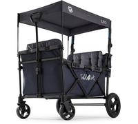 FableKids Chariot à pédales Leo X4Plus avec Toit | Chariot de Transport Pliable | 4X Harnais à 5 Points | Roues Tout Terrain 360° | Frein à Pied | Oxford 600D| Filets d'aération | Blueberry Blue