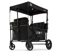 FableKids Chariot à roulettes Leo X4Plus avec Toit | Chariot de Transport Pliable | Harnais 4X 5 Points | Roues Tout-Terrain 360° | Frein à Pied | Oxford 600D| Filets d'aération | Noir Onyx