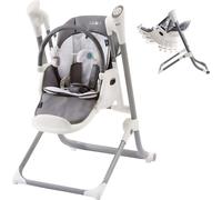 FableKids® 2in1 Transat NOA avec fonction couchage,6-36 mois, pliable, capteur de cran, port USB,12+2 mélodies,contrôle par app,harnais 5 points Gris