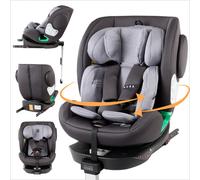 FableKids NORA Siège enfant, gris, i-Size, pivotant à 360°, 40-150 cm, Reboarder avec ISOFIX et pied de support, appuie-tête et dossier réglables en hauteur, certifié ECE R129/04