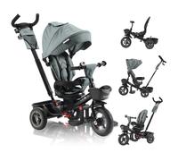 FableKids Tricycle Noemi 5 en 1 avec barre de poussée à partir de 18 mois à 25 kg, marche avant et arrière, pneu en polyuréthane