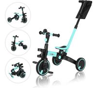 FableKids®Tricycle 7in1 Tricycle d'enfant guidon vélo poussette bébé | Guidage parental|Pliable | Porte-gobelet | dès 18 mois | Bleu