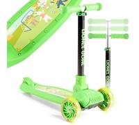FableKids Trottinette Enfant Pliable avec Roues LED | Scooter à Hauteur Réglable, Frein au Pied, dès 3 Ans | Jusqu’à 50 kg | Vert